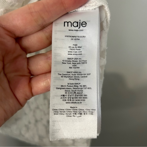 Maje White Floral Lace V-Neck Top - Picture 6 of 7